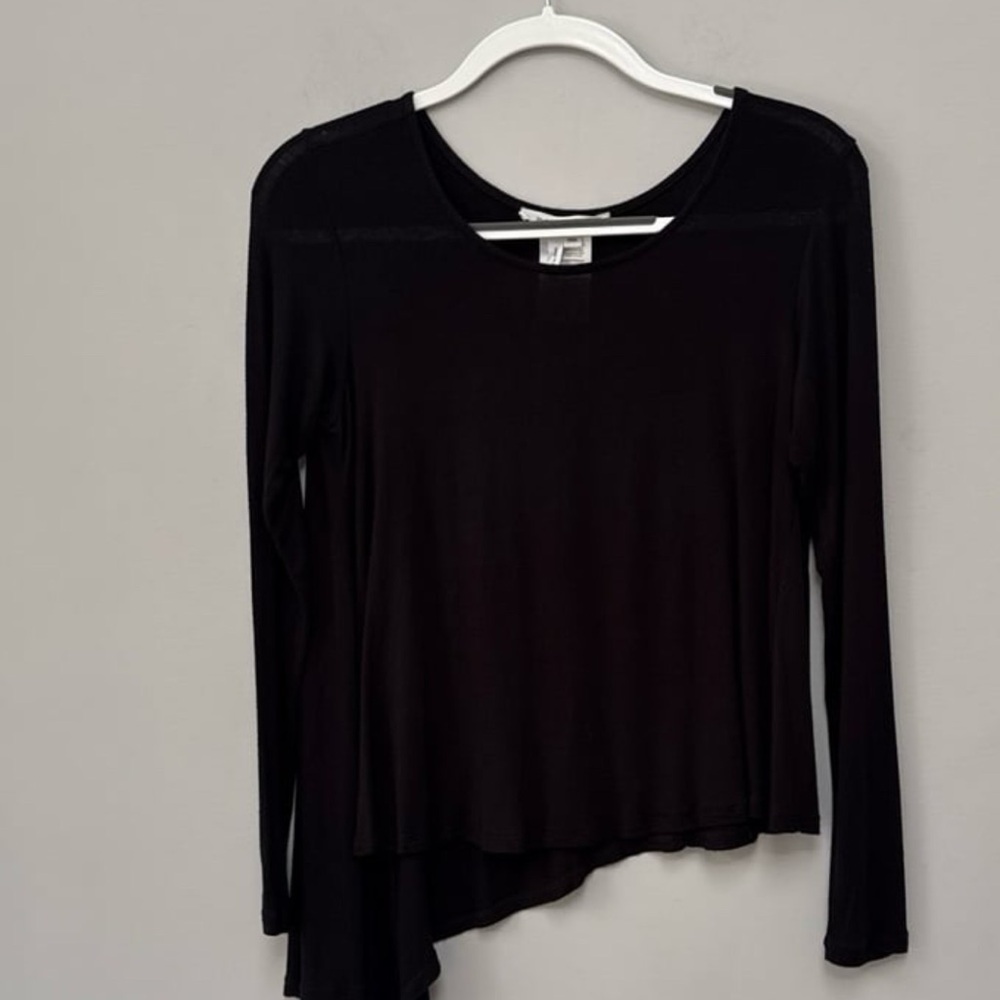 Bcbgeneration Black Asymmetrical Long Sleeve Blou… - image 1